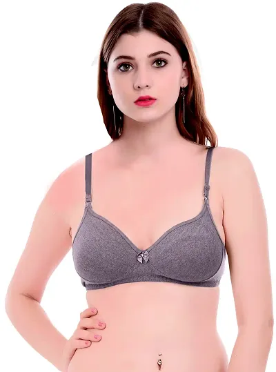 Arousy Fashion Comfortz Women Non Padded Non-Wired Bra (Pack of 1) (Color : Grey) (Size : 34)