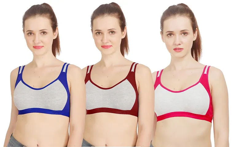 Comfortable Cotton Non Padded  Sports Bra Combo