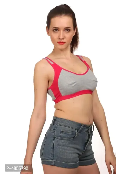 Womenrsquo;s Cotton Lycra Blend Sports Bra-thumb2