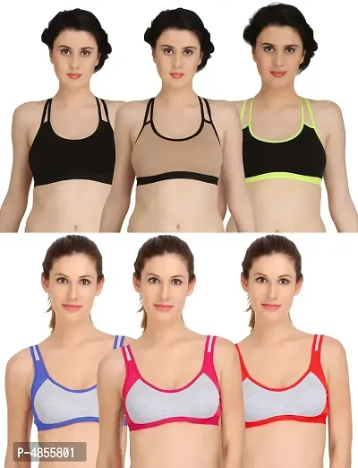 Womenrsquo;s Cotton Lycra Blend Sports Bra-thumb0