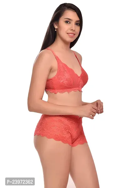Elegant Net Self Pattern Bras And Panty Set For Women- Pack Of 2-thumb3