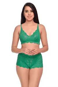 Elegant Net Self Pattern Bras And Panty Set For Women- Pack Of 2-thumb1