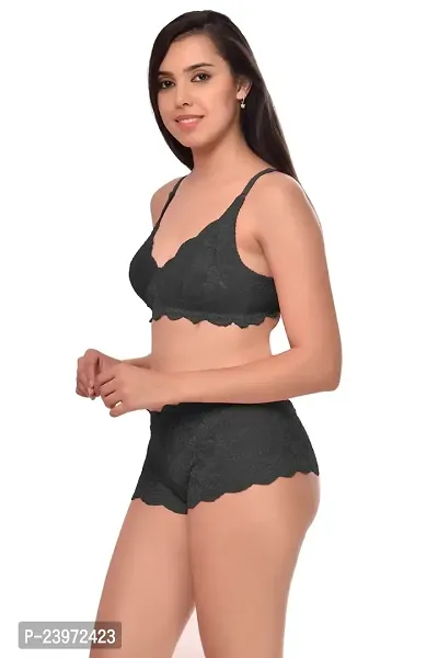Elegant Net Self Pattern Bras And Panty Set For Women- Pack Of 2-thumb4