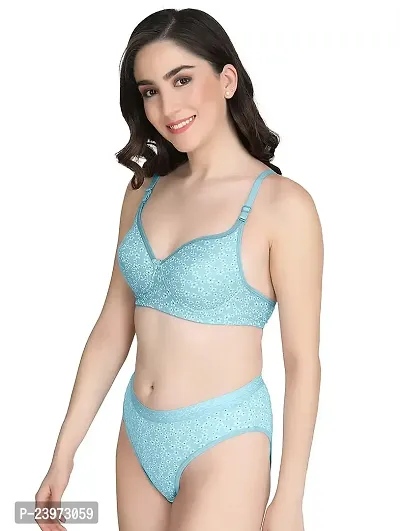 Elegant Cotton Self Pattern Bras And Panty Set For Women-thumb3