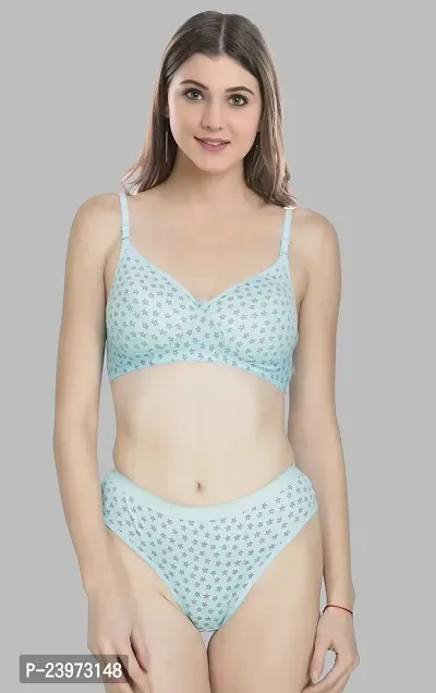 Elegant Cotton Self Pattern Bras And Panty Set For Women