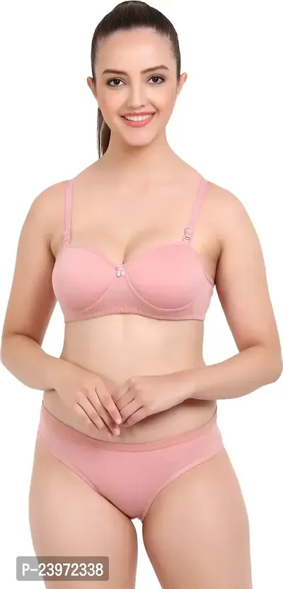 Elegant Cotton Self Pattern Bras And Panty Set For Women- Pack Of 2-thumb4