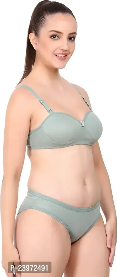 Elegant Cotton Self Pattern Bras And Panty Set For Women- Pack Of 2-thumb2