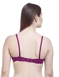 Women?s Cotton Lycra Blend Bra, Regular Everyday Bra|Full Coverage Bra|Soft and fine Quality Fabric with Solid Work Mold fom_Purple::Light Blue::Maroon_32-thumb4