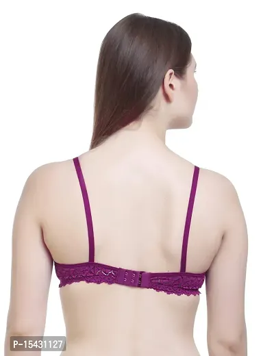 Women?s Cotton Lycra Blend Bra, Regular Everyday Bra|Full Coverage Bra|Soft and fine Quality Fabric with Solid Work Mold fom_Purple::Light Blue::Maroon_32-thumb5