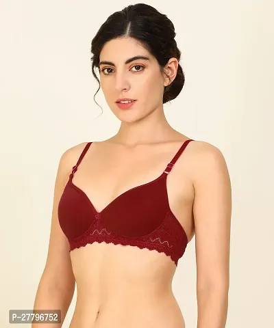 Stylish Maroon Cotton Solid Bras For Women-thumb3