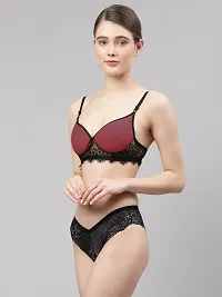 Stylish Maroon Cotton Bridal Lingerie set For Women-thumb2