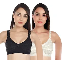 Women?s Cotton Lycra Blend Bra, Regular Everyday Bra|Full Coverage Bra|Soft and fine Quality Fabric with Solid Work NT_Black::Brown_38-thumb1