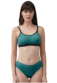 Stylish Cotton Solid Bra and Panty Set for Women, Pack of 3-thumb3