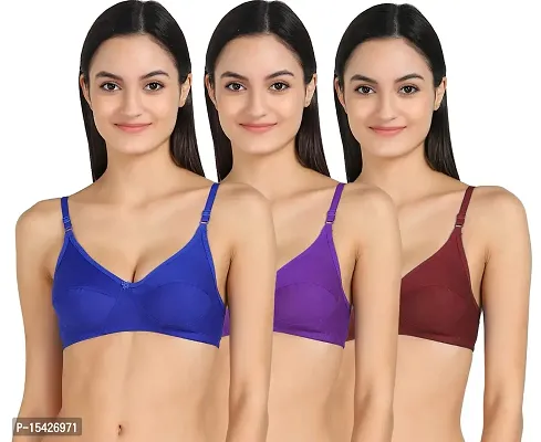 Women T-Shirt Cotton Non Padded Non-Wired Bra (Pack of 1,2,3,5,6) (Color : Multi)