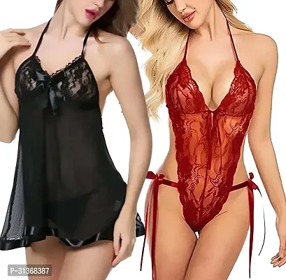 Stunning Multicolor Designed Babydoll Dress Pack of 2-thumb0