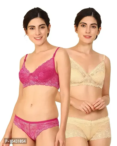Women?s Net Lace Bra Panty Set | Lingerie Set for Women | Bra Panty Set for Women | Babydolls Sexy Lingerie for Honeymoon |