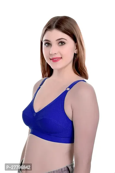 Stylish Blue Cotton Solid Bras For Women-thumb2