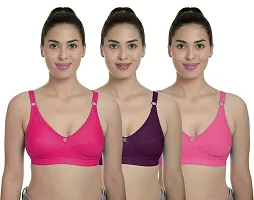 Women?s Cotton Lycra Blend Bra, Regular Everyday Bra|Full Coverage Bra|Soft and fine Quality Fabric with Solid Work R Cup Bra_Pink::Maroon::Orange_38-thumb1