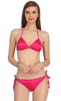 Women?s Satin Bra Panty Set for Women|Bikni Set|Swimwear|Bra Panty Set for Women with Sexy|Beachwear for Women Babydolls Sexy Lingerie for Honeymoon|-thumb1