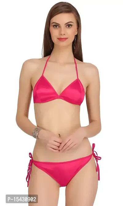 Women?s Satin Bra Panty Set for Women|Bikni Set|Swimwear|Bra Panty Set for Women with Sexy|Beachwear for Women Babydolls Sexy Lingerie for Honeymoon|-thumb2