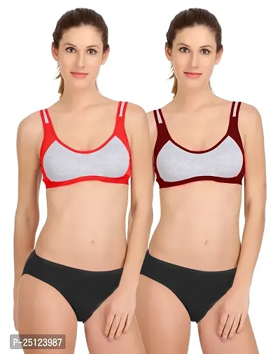 Stylish Cotton Bra And Panty Set For Women Pack Of 2