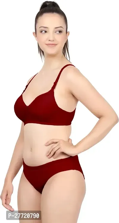 Women Cotton Bra Panty Set for Lingerie Set Pack of 2  Color : Maroon,Blue-thumb3