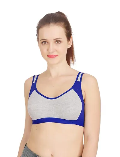 Women?s Cotton Lycra Blend Sports Bra, Regular Everyday Bra|Full Coverage Bra|Yoga Fitness Bra Exercise Gym Bra No Padded Sports Bra