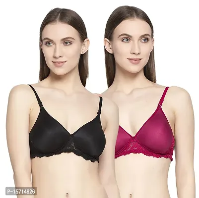 Stylish Multicoloured Cotton Solid Bras For Women ( Pack of 2 )-thumb0