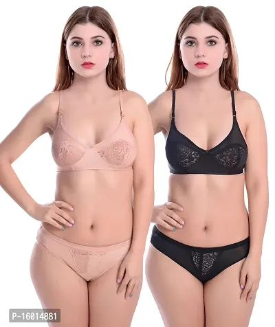 Buy Stylish Fancy Net Bra Panty Set For Women Pack Of 2 Online In
