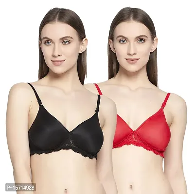 Stylish Multicoloured Cotton Solid Bras For Women ( Pack of 2 )