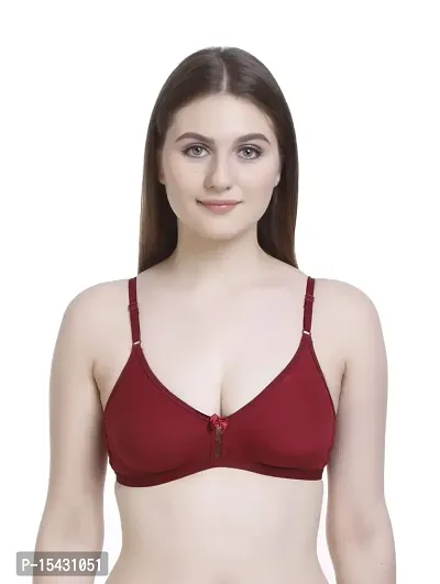 Buy StyFun Women Red Solid Cotton Blend Single Bra & Panty Set