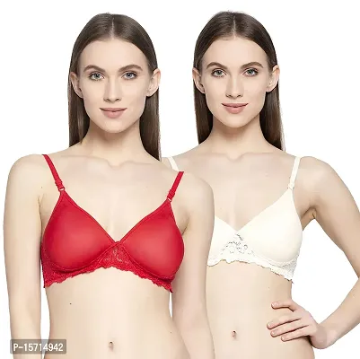 Stylish Multicoloured Cotton Solid Bras For Women ( Pack of 2 )-thumb0