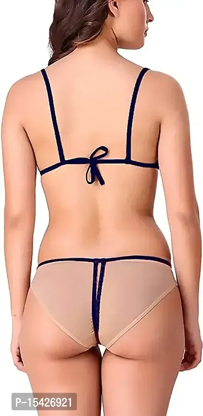 Samvar-Women's Net Bikni Bra Panty Set for Women Lingerie Set Sexy Honeymoon Undergarments (Pack of 1)-thumb5