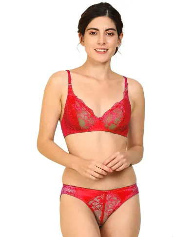Buy StyFun Soft Cotton Blend Bra Panty Set for Women, Non-Padded,  Non-Wired, Seamed, Floral Print, Full Coverage, Lingerie Set, Red, Cup-B,  Pack of 1, Size-34 Online In India At Discounted Prices
