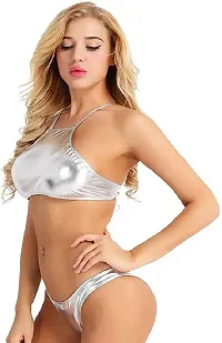 Stylish Silver Satin Lace Baby Dolls For Women-thumb1