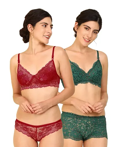 Buy Stylish Fancy Designer Net Bra And Panty Set For Women Pack Of 3 Online  In India At Discounted Prices