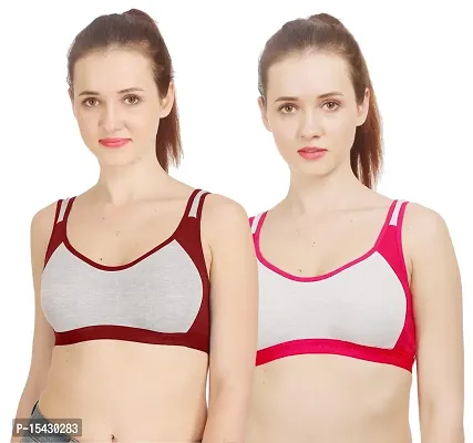 Women Cotton Non Padded Non-Wired Sports Bra