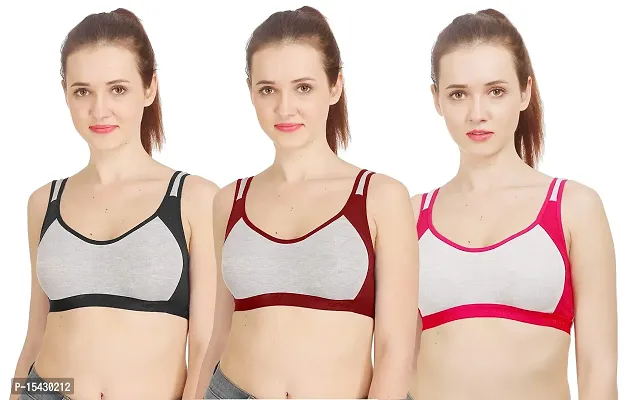 Women Cotton Non Padded Non-Wired Sports Bra