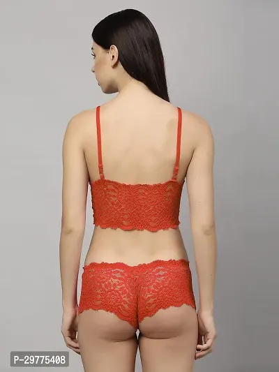 Women Net Bra Panty Set for Lingerie Set ( Pack of 1 ) ( Color : Red )-thumb4