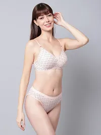 Comfortable Multicoloured Cotton Bra Panty Set for Women-thumb1