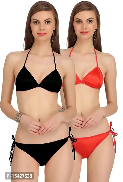 Buy Women's Satin Bra Panty Set for Women, Bikni Set, Swimwear