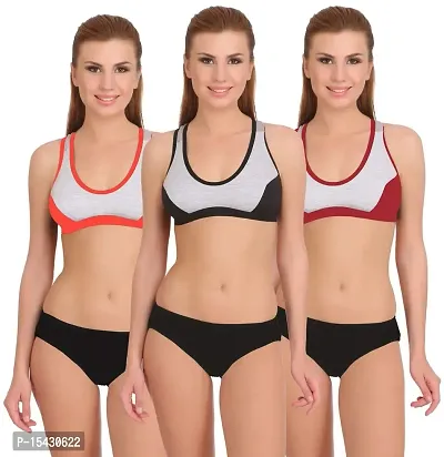 Women?s Sports Bra Panty Set for Women|Gym Bra and Panty Set|Fitness Bra Panty Set|Yoga Bra Panty Set|Everyday Bra Panty Set for Women regular Lingerie Set|E_Sany(Size is mentioned in the title of the Product)-thumb0