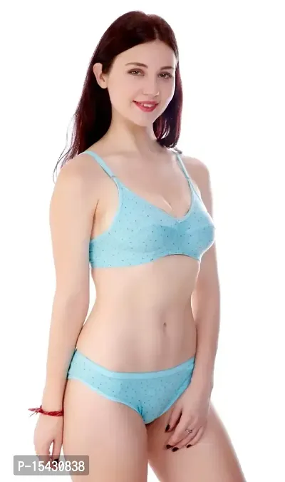 Women?s Cotton Printed Bras and Panty Set, Regular Everyday Lingerie Set|Lingerie Set for Women|Bra Panty Set for Women|Cotton Non Padded Bra Panty Set for Women| Full Coverage Bra and Panty Set|-thumb2