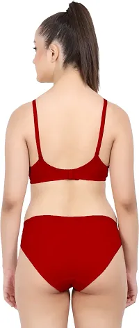 Women Cotton Bra Panty Set for Lingerie Set Pack of 1  Color : Red-thumb3