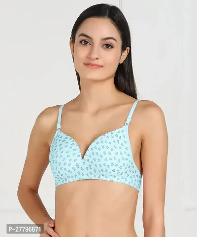 Stylish Blue Cotton Solid Bras For Women