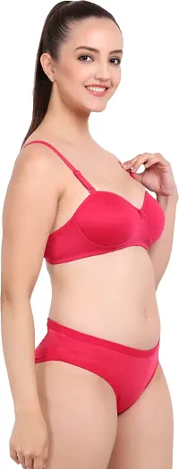 Women Cotton Bra Panty Set for Lingerie Set Pack of 2  Color : Red,Blue-thumb1