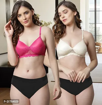 Stylish Cotton Bra and Panty for Women Pack of 2-thumb0