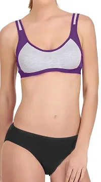 Samvar-Women's Cotton Sports Bra Panty Set for Women Lingerie Set Sexy Honeymoon Undergarments (Color : Purple,Pink)(Pack of 2) Model No : SK04-thumb4