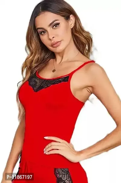 Stylish Red Net Lace Baby Dolls For Women