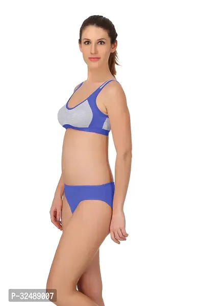 Stylish Cotton Solid Bra and Panty Set for Women-thumb2